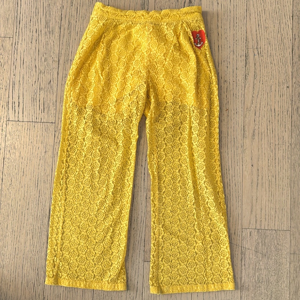MINI RODINI Girls floral lace pants, size 9-11